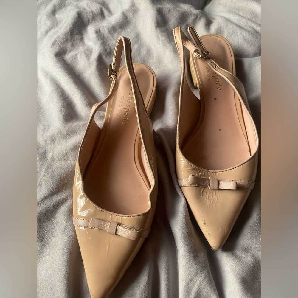 Kate Spade Patent Leather Bow Accents Slingback Flats